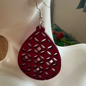 Red Teardrop Cutout Earrings